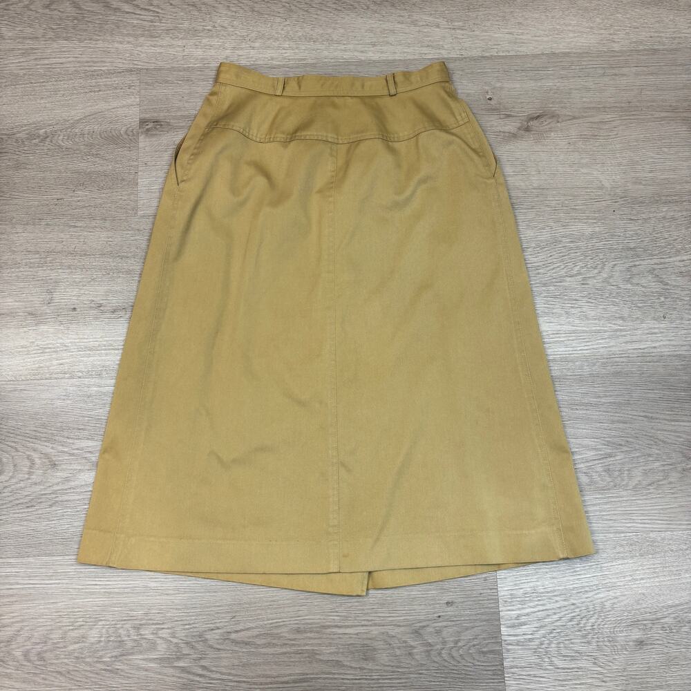 Vintage 70s Calvin Klein Pleated A Line Khaki Skirt Women's 10 Academia Twee - Picture 3 of 11